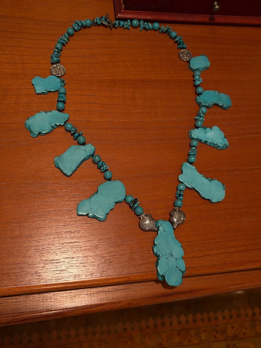 Turquoise Statement Stone Necklace - Turquoise Blue
